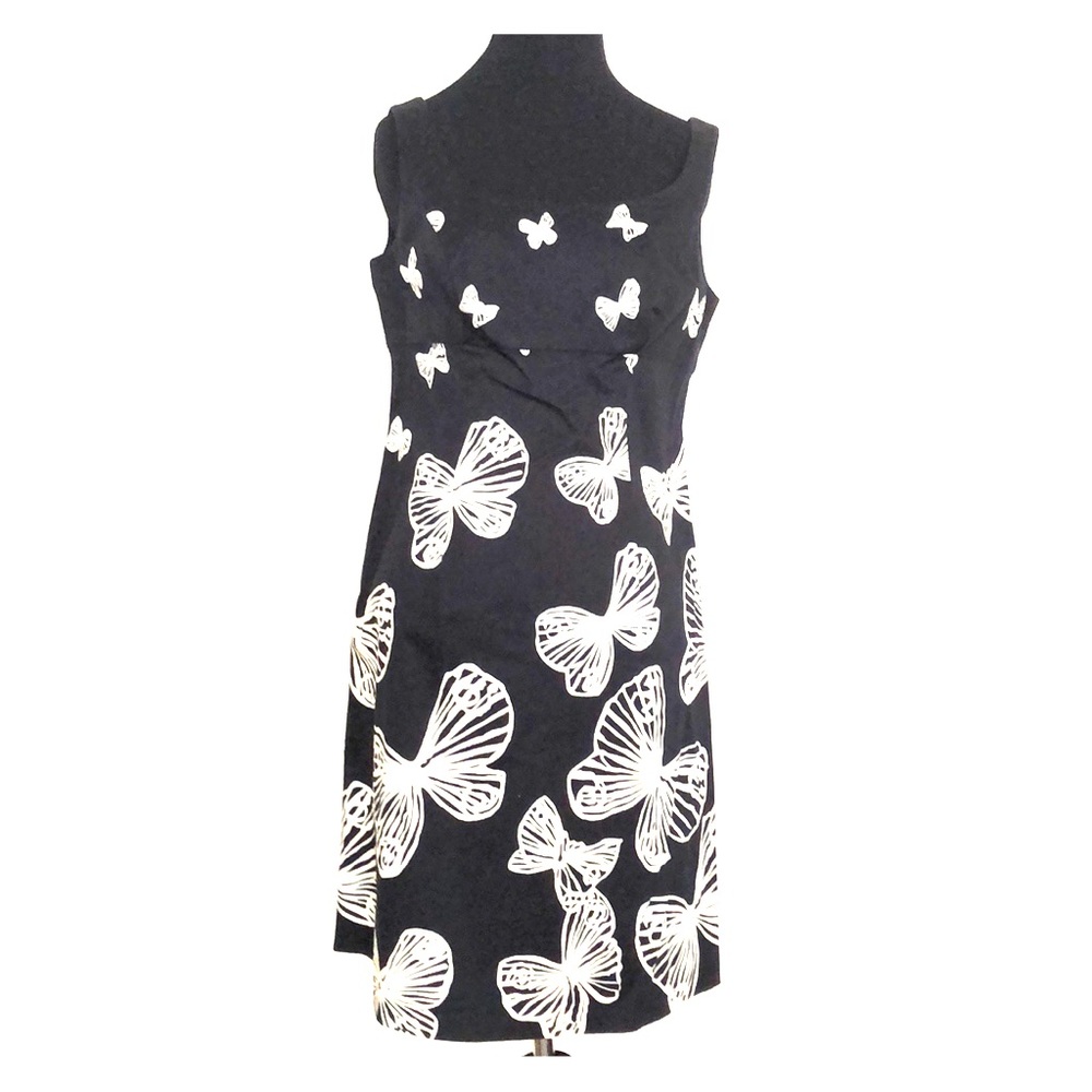 Talbots Butterfly Pattern Sleeveless Sheath Dress